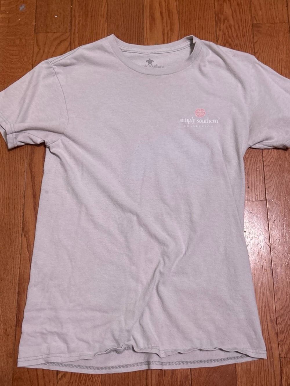 Simply Southern Light Gray Tee with Pink Logo